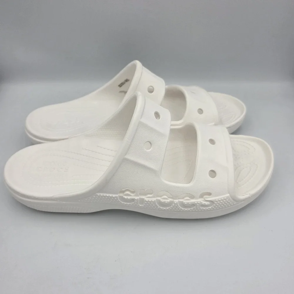 Crocs Baya White Men's Slide Sandals Lightweight Comfort Double Strap Size 12